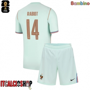 Francia Adrien Rabiot #14 Seconda Maglia Bambino Mondiali 2026 Manica Corta (+ Pantaloni corti)